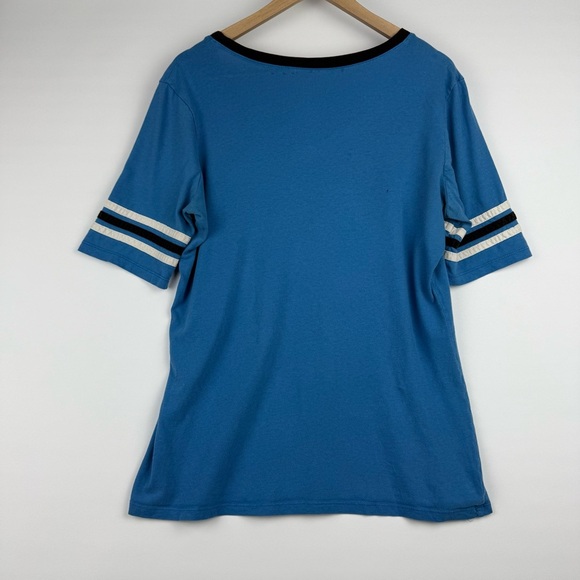 NFL Team Apparel Women’s L Detroit Lions V-Neck Tee Y2K-Inspired Blue #34 - Picture 6 of 8